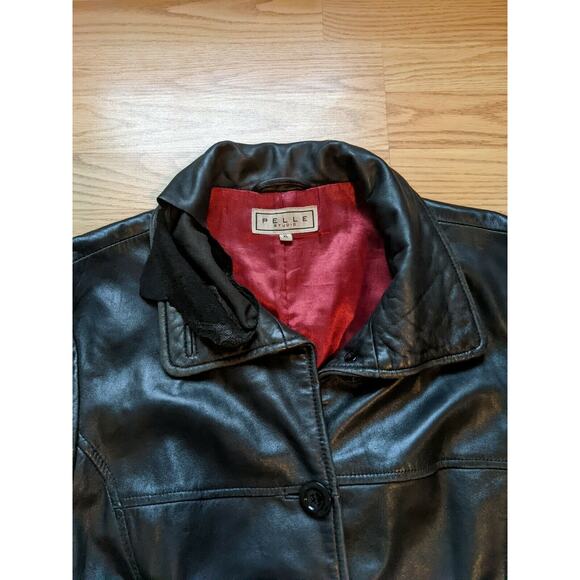 Womens Pelle Studio Genuine Leather Jacket Size XL Black Logo - Picture 6 of 12